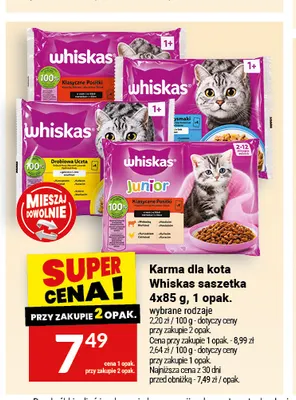 Karma dla kota Whiskas saszetka 4-pak promocja w Twój Market