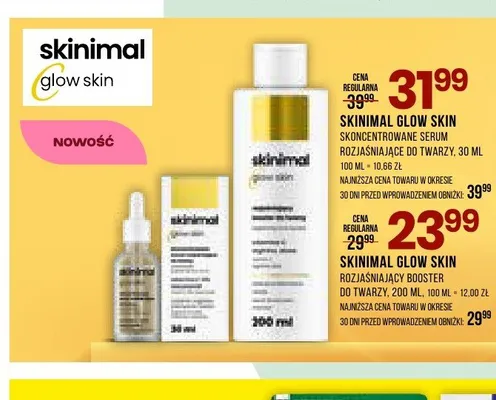 Skoncentrowane serum rozjaśniające do twarzy Skinimal Glow Skin promocja w Drogerie Natura