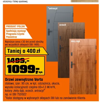 Drzwi zewnętrzne Verto promocja w OBI