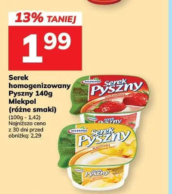 Serek homogenizowany Pyszny truskawkowy Mlekpol promocja w Hitpol