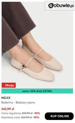 Baleriny beżowy jasny Mexx promocja w eobuwie.pl