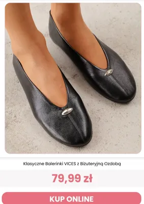 Klasyczne Balerinki VICES z Biżuteryjną Ozdobą promocja w Renee