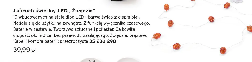 Łańcuch świetlny LED Żołędzie promocja w Tchibo