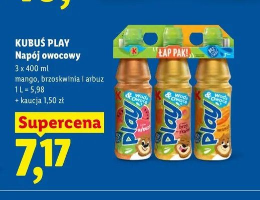 Napój owocowy Kubuś Play 3-pak 400 ml promocja w Lidl