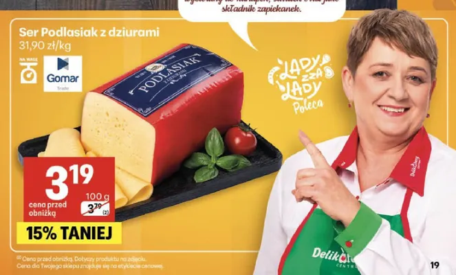 Ser Podlasiak z dziurami Gomar promocja w Delikatesy Centrum