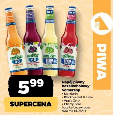 Napój piwny bezalkoholowy Somersby Cherry Zero promocja w Netto