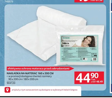 Nakładka na materac Säkra 160x200 cm Wendre promocja w Selgros