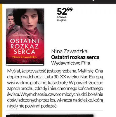 Książka Ostatni rozkaz serca Nina Zawadzka promocja w Empik