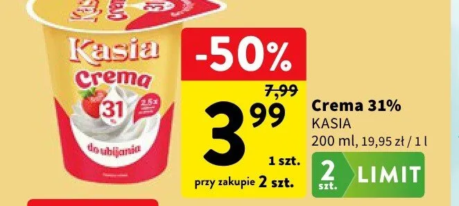 Crema 31% Kasia promocja w Intermarche