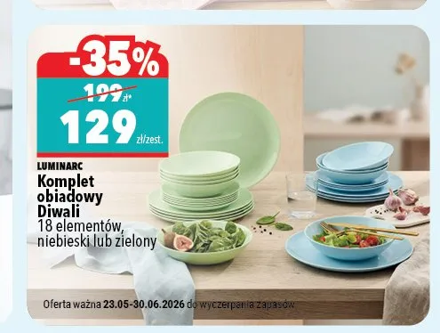 Komplet obiadowy Diwali 18 elementów niebieski promocja w Biedronka Home