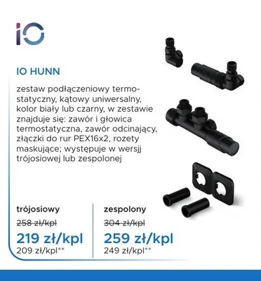 Zestaw podłączeniowy termostatyczny IO Hunn zespolony promocja w Blu Salony Łazienek
