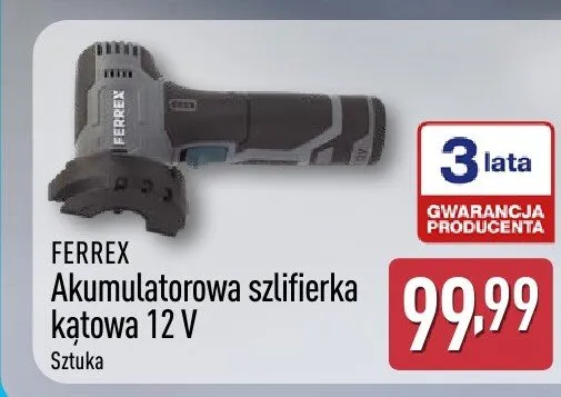 Akumulatorowa szlifierka kątowa Ferrex 12V promocja w Aldi