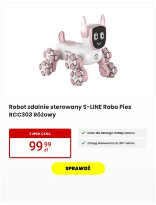 Robot zdalnie sterowany S-LINE Robo Pies RCC303 Różowy promocja w Media Expert