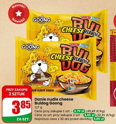 Danie nudle cheese Buldog Goong promocja w Dino