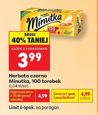 Herbata czarna Minutka promocja w Biedronka