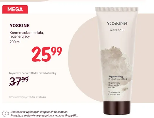 Krem-maska do ciała regenerujący Yoskine promocja w Rossmann