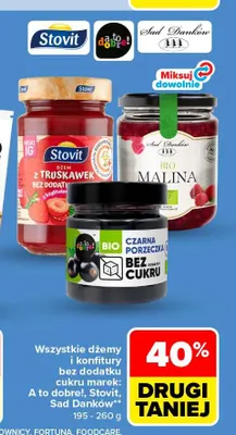 Dżem truskawkowy bez dodatku cukru Stovit promocja w Carrefour Market
