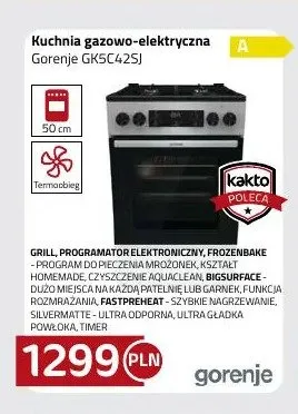 Kuchnia gazowo-elektryczna Gorenje GK5C42SJ promocja w kakto.pl