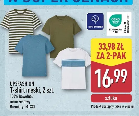 T-shirt męski UP2FASHION 2-pak promocja w Aldi