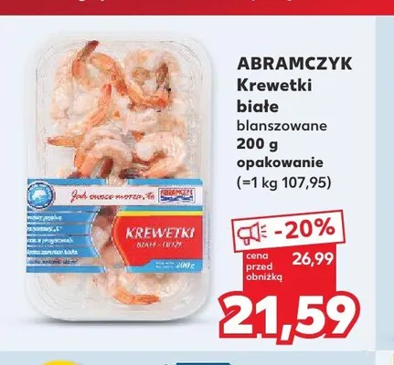 Krewetki białe blanszowane Abramczyk promocja w Kaufland