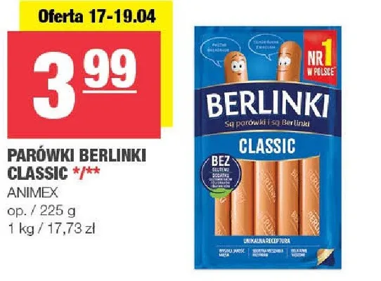 Parówki Berlinki Classic promocja w SPAR