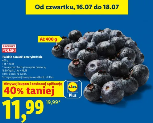 Borówki amerykańskie polskie promocja w Lidl