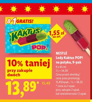 Lody Kaktus POP! Nestlé 9-pak promocja w Lidl