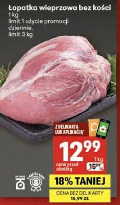 Łopatka wieprzowa bez kości promocja w Delikatesy Centrum