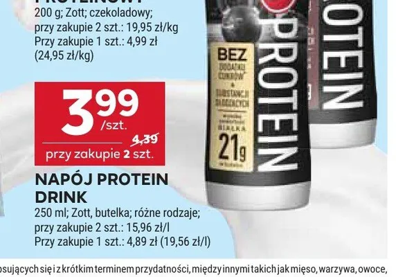 Napój proteinowy ZOTT Protein Drink o smaku czekoladowym promocja w Stokrotka