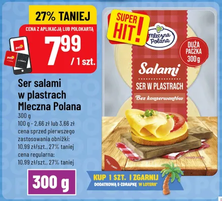 Ser salami w plastrach Mleczna Polana promocja w POLOmarket