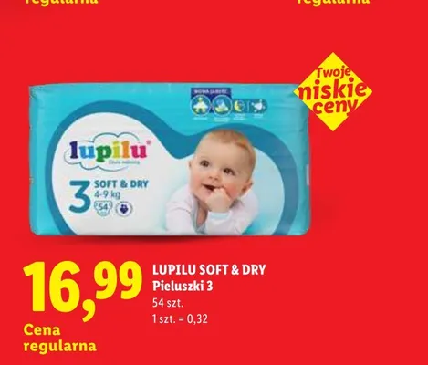 Pieluszki Lupilu Soft & Dry 3 promocja w Lidl