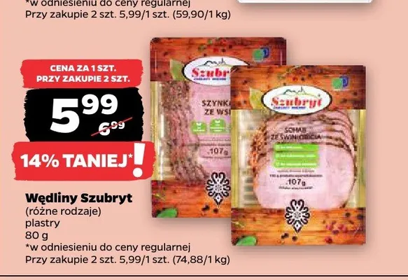 Wędliny Szubryt plastry promocja w Netto