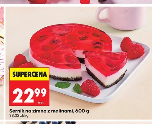 Sernik na zimno z malinami promocja w Biedronka