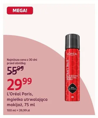 Mgiełka utrwalająca makijaż L'Oréal Paris Infaillible promocja w Rossmann