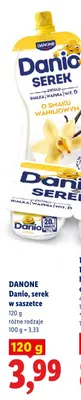 Serek w saszetce Danio Danone o smaku waniliowym promocja w Lidl