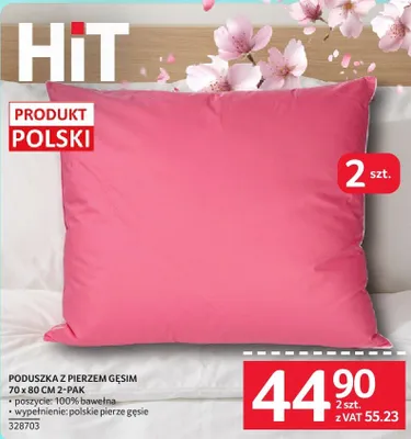 Poduszka z pierzem gęsim 70 x 80 cm 2-pak promocja w Selgros