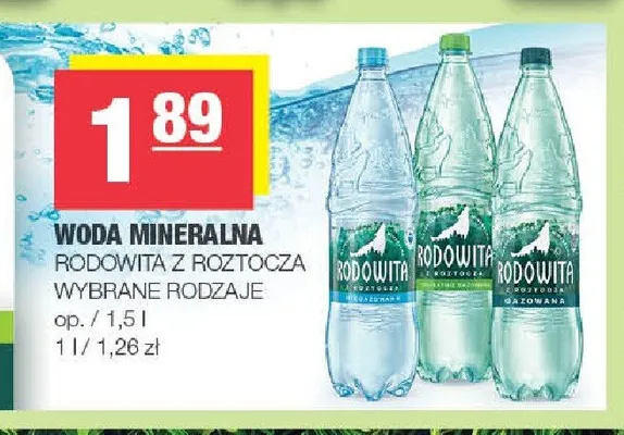 Woda mineralna Rodowita z Roztocza promocja w SPAR