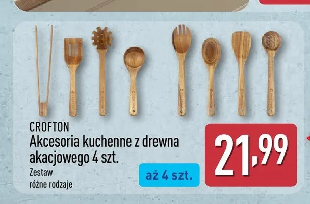 Akcesoria kuchenne z drewna akacjowego Crofton promocja w Aldi