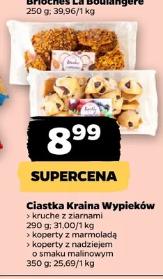 Ciastka Kraina Wypieków koperty z nadzieniem o smaku malinowym promocja w Netto