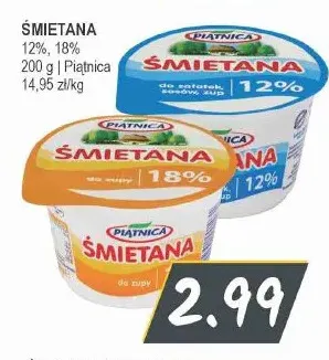 Śmietana Piątnica 18% promocja w Słoneczko