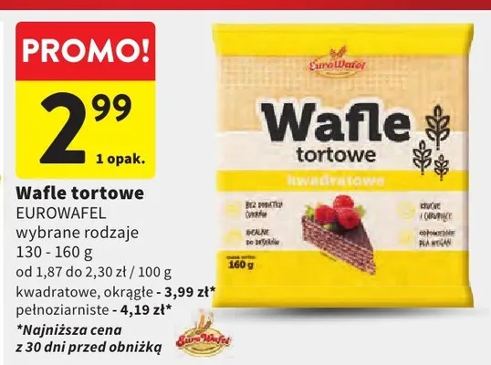Wafle tortowe wybrane rodzaje promocja w Intermarche