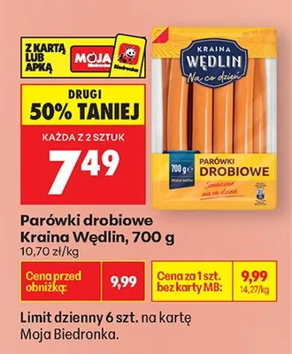 Parówki drobiowe promocja w Biedronka