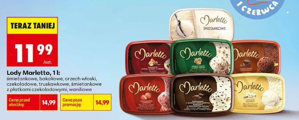 Lody Marletto czekoladowe promocja w Biedronka