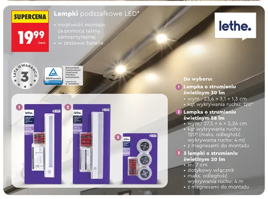 Lampka podszafkowa LED Lethe. 58lm promocja w Biedronka