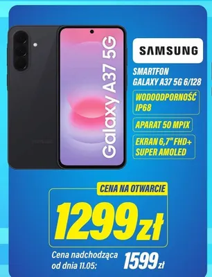 Smartfon Samsung Galaxy A37 5g 6/128 wodoodporność IP68 aparat 50Mpix ekran 6,7" FHD+ Super AMOLED promocja w RTV EURO AGD