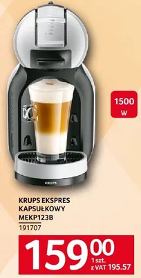 Ekspres kapsułkowy KRUPS MEKP123B 1500 W promocja w Selgros