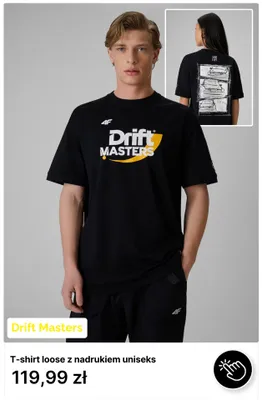 T-shirt loose z nadrukiem uniseks 4F Drift Masters promocja w 4F