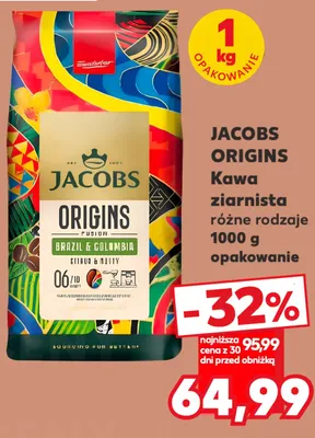 Kawa ziarnista Jacobs Origins Brazil & Colombia promocja w Kaufland