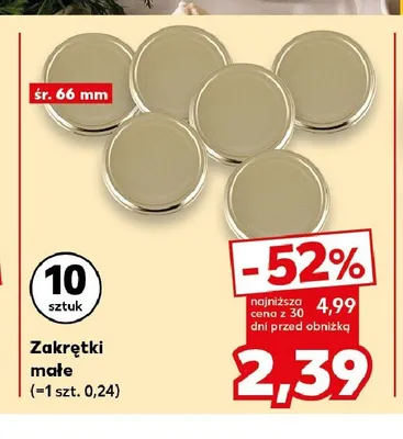 Zakrętki małe śr. 66 mm 10-pak promocja w Kaufland