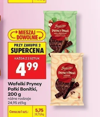 Wafelki Pryncy Pałki o smaku orzechowym Bonitki promocja w Biedronka
